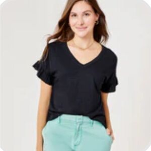 Carve Black V-Neck Ruffle Sleeve Top